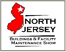 North Jersey Building and Facility Maintenance Show promotional image showing a red icon of New Jersey with a white star in the northeast part of the state. The background is white with black writing.